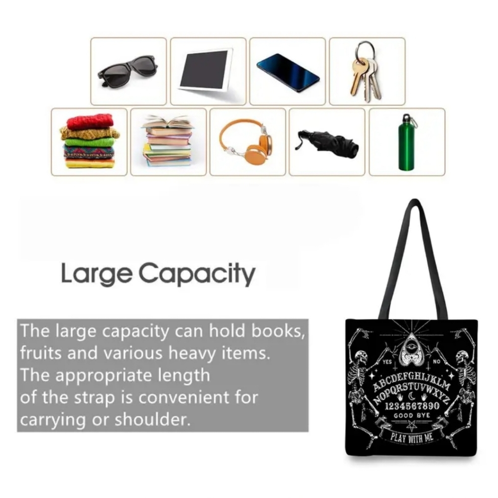 Spooky chic Skeleton ouija shoulder Bag large capacity - Picture 5 of 7